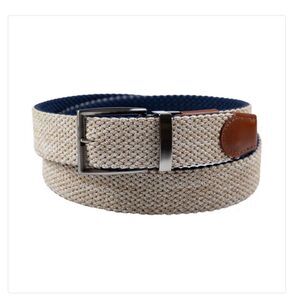 Tommy Bahama Men's Stretch Braided Reversible Belt Size Large XL Khaki Navy